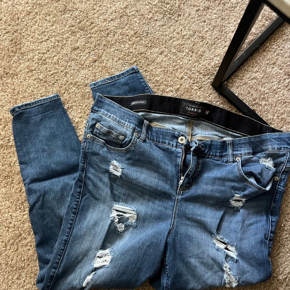 Torrid Women's Blue Distressed Jeans. #2